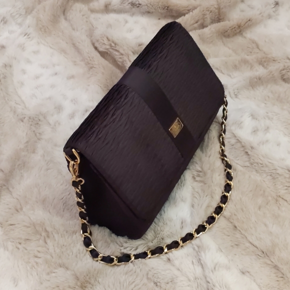 Small Black Purse  Satin with gold chain NaRaYa - Picture 1 of 7